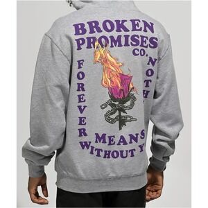 Broken Promises Without You Hoodie Sweatshirt Mens S Gray Pullover Streetwear